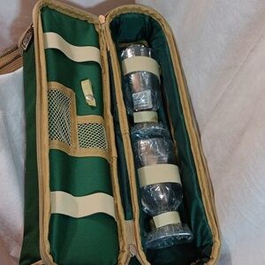 Picnic Plus Wine Bottle Carrier with 2 Glasses Padded Bag Drink Beverage
